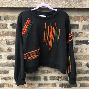 Zara Basic black sweater with raised knit pattern